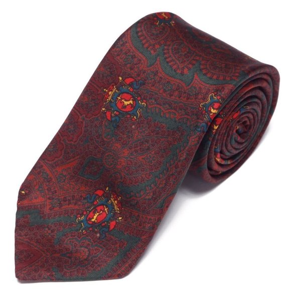 KELLY 1 Vintage Paisley Coat of Arms Noble Horse Iron Throne Men's Silk Neck Tie - Picture 1 of 3